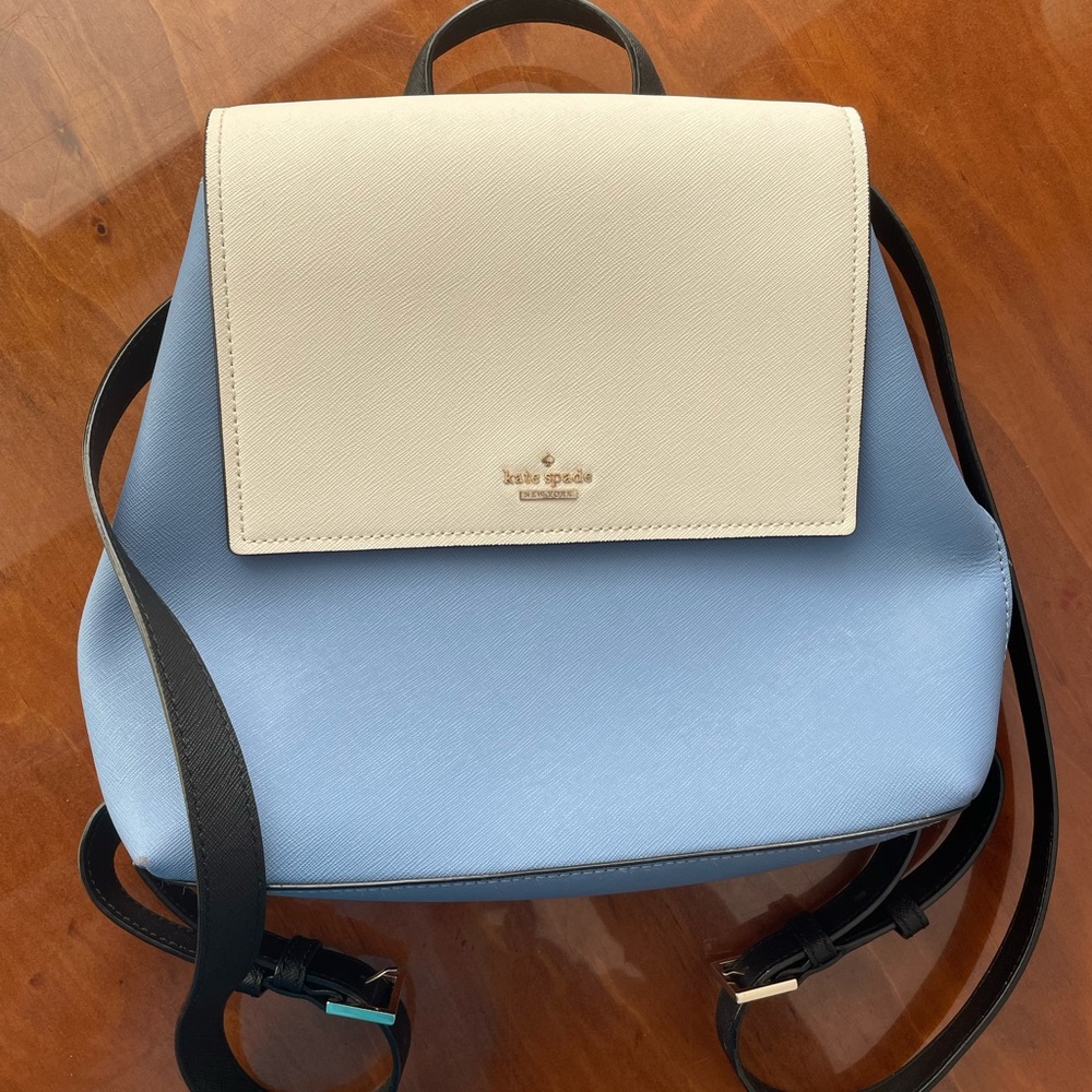 Kate Spade white/blue/black medium backpack